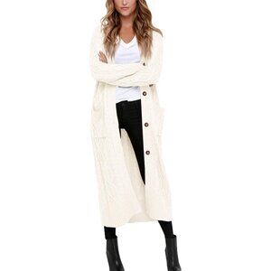 Women's Soft Chunky Knit Cardigan with Button Down Front - Perfect for Winter